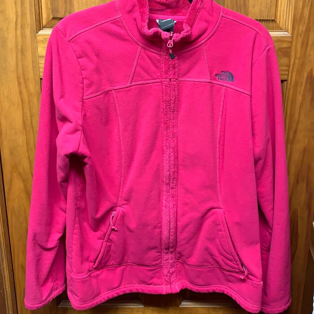 Pink fuzzy north face